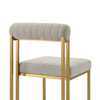 Tasie Dining Chair Set of 2, Gold Brushed Steel, Taupe Polyester - BM339085