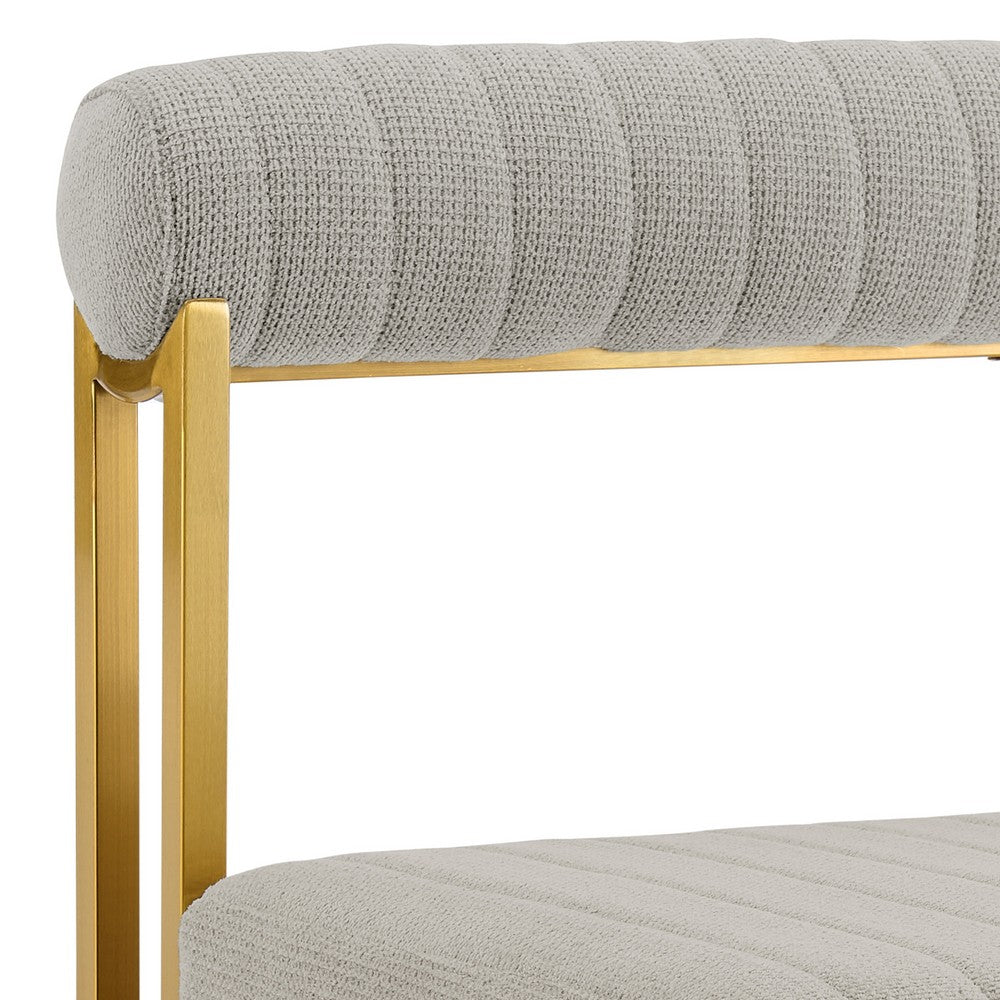 Tasie Dining Chair Set of 2, Gold Brushed Steel, Taupe Polyester - BM339085