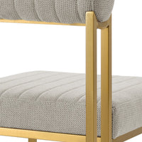 Tasie Dining Chair Set of 2, Gold Brushed Steel, Taupe Polyester - BM339085