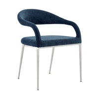 Morgie Dining Chair Set of 2, Curve Back Integrated Arms, Navy Blue - BM339086