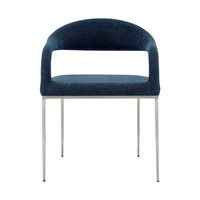 Morgie Dining Chair Set of 2, Curve Back Integrated Arms, Navy Blue - BM339086