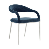 Morgie Dining Chair Set of 2, Curve Back Integrated Arms, Navy Blue - BM339086