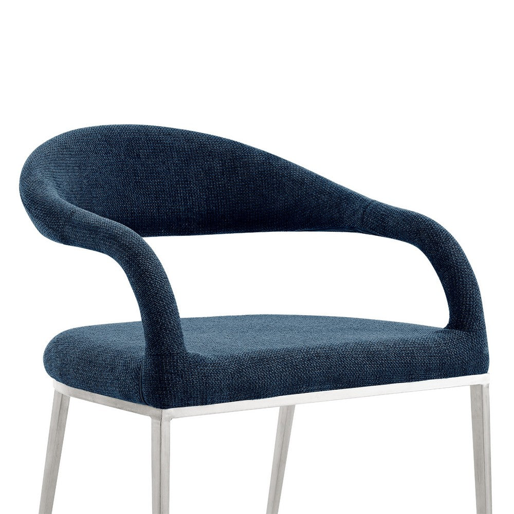 Morgie Dining Chair Set of 2, Curve Back Integrated Arms, Navy Blue - BM339086