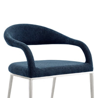 Morgie Dining Chair Set of 2, Curve Back Integrated Arms, Navy Blue - BM339086