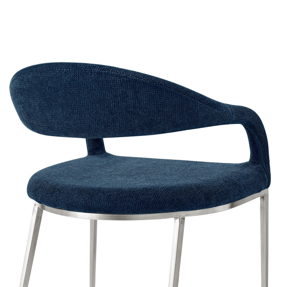 Morgie Dining Chair Set of 2, Curve Back Integrated Arms, Navy Blue - BM339086