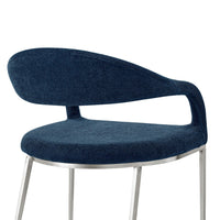 Morgie Dining Chair Set of 2, Curve Back Integrated Arms, Navy Blue - BM339086