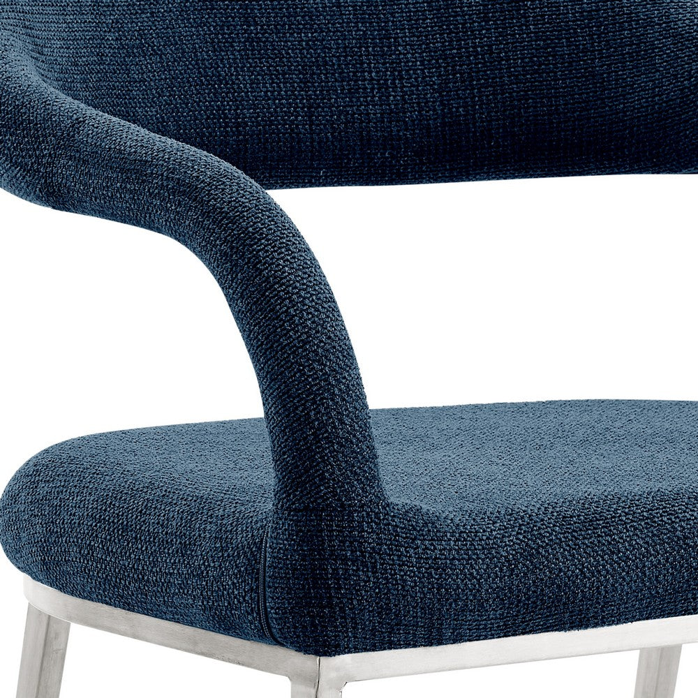 Morgie Dining Chair Set of 2, Curve Back Integrated Arms, Navy Blue - BM339086