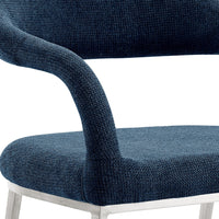 Morgie Dining Chair Set of 2, Curve Back Integrated Arms, Navy Blue - BM339086