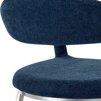 Morgie Dining Chair Set of 2, Curve Back Integrated Arms, Navy Blue - BM339086