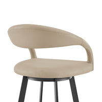 Monie Swivel Counter Stool Chair, Floating Back, Beige Faux Leather - BM339087