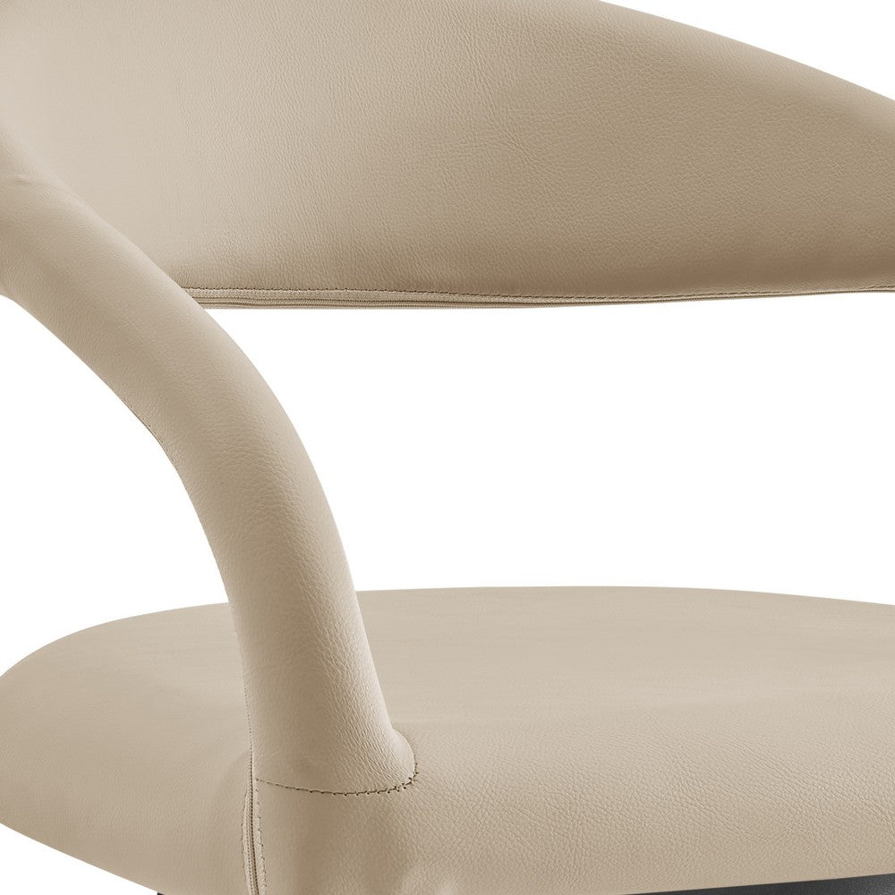 Monie Swivel Counter Stool Chair, Floating Back, Beige Faux Leather - BM339087
