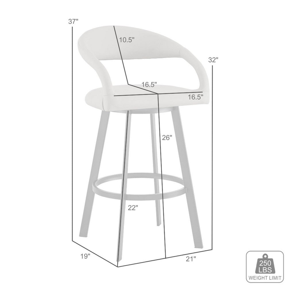 Monie Swivel Counter Stool Chair, Floating Back, Beige Faux Leather - BM339087