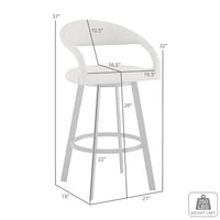 Monie Swivel Counter Stool Chair, Floating Back, Beige Faux Leather - BM339087