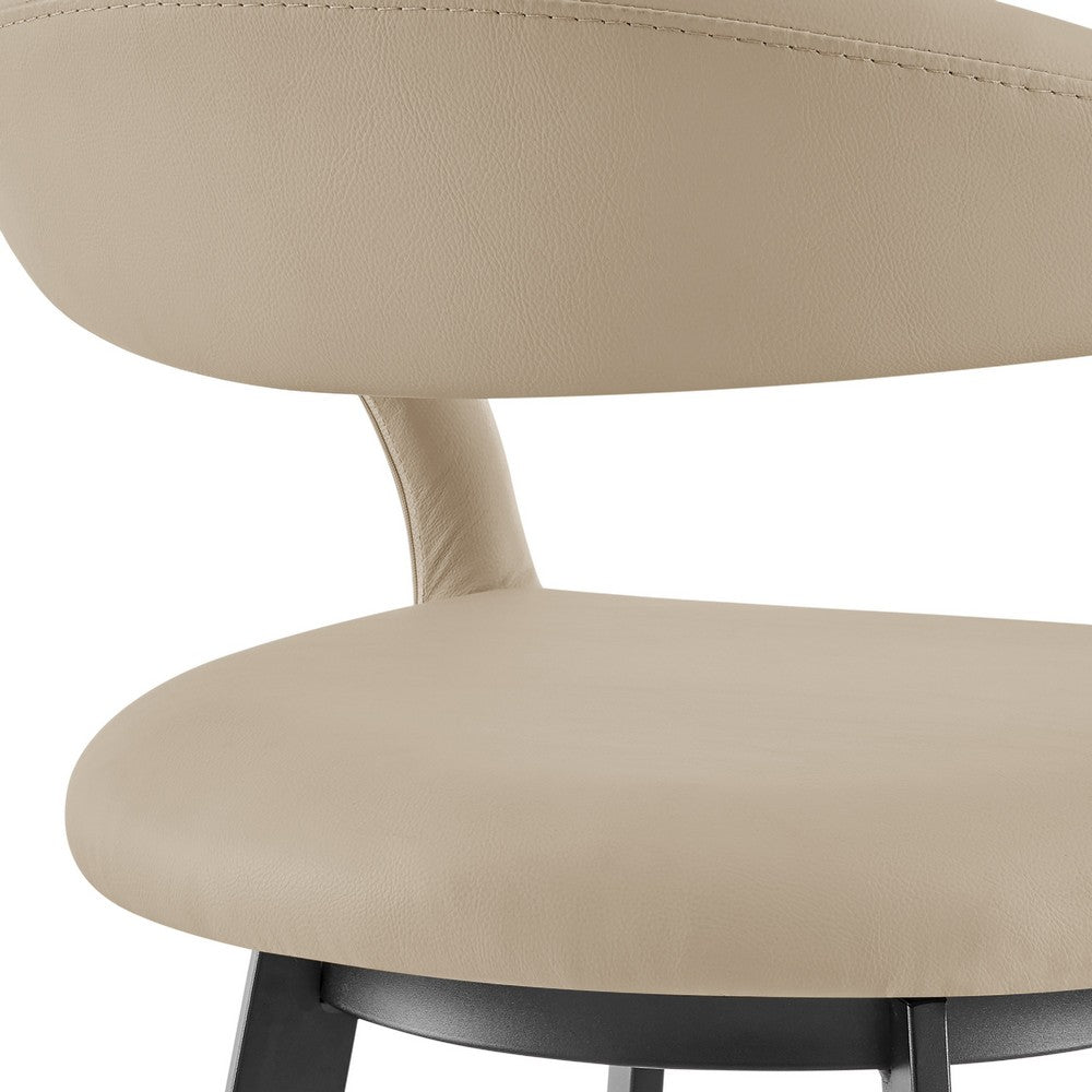 Monie Swivel Barstool Chair, Curved Floating Back, Beige Faux Leather - BM339088