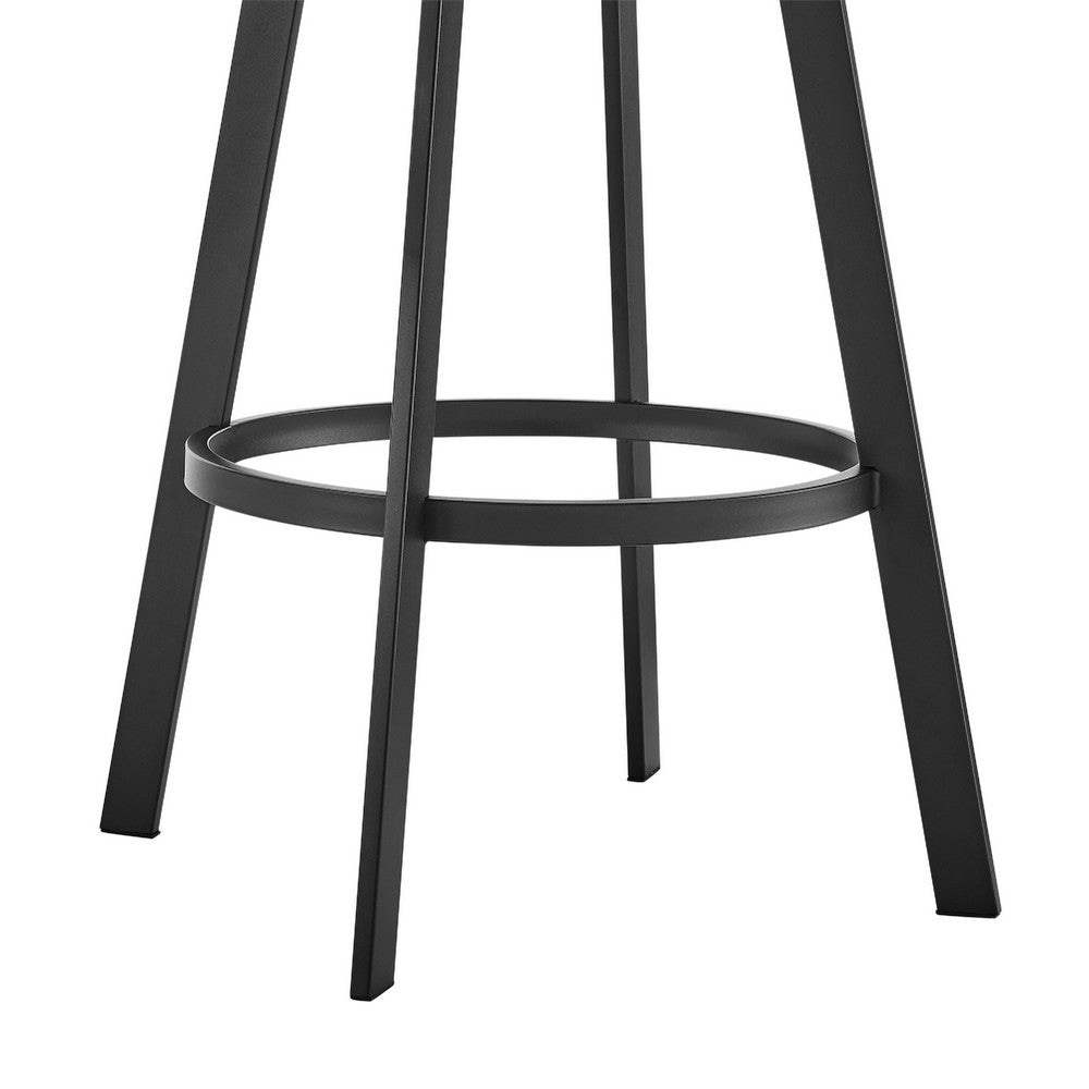 Monie Swivel Barstool Chair, Curved Floating Back, Beige Faux Leather - BM339088