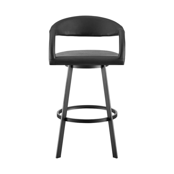 Monie Swivel Counter Stool Chair, Floating Back, Black Faux Leather - BM339089