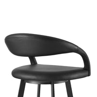 Monie Swivel Counter Stool Chair, Floating Back, Black Faux Leather - BM339089