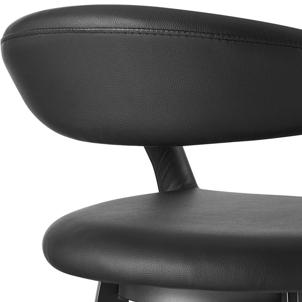 Monie Swivel Counter Stool Chair, Floating Back, Black Faux Leather - BM339089