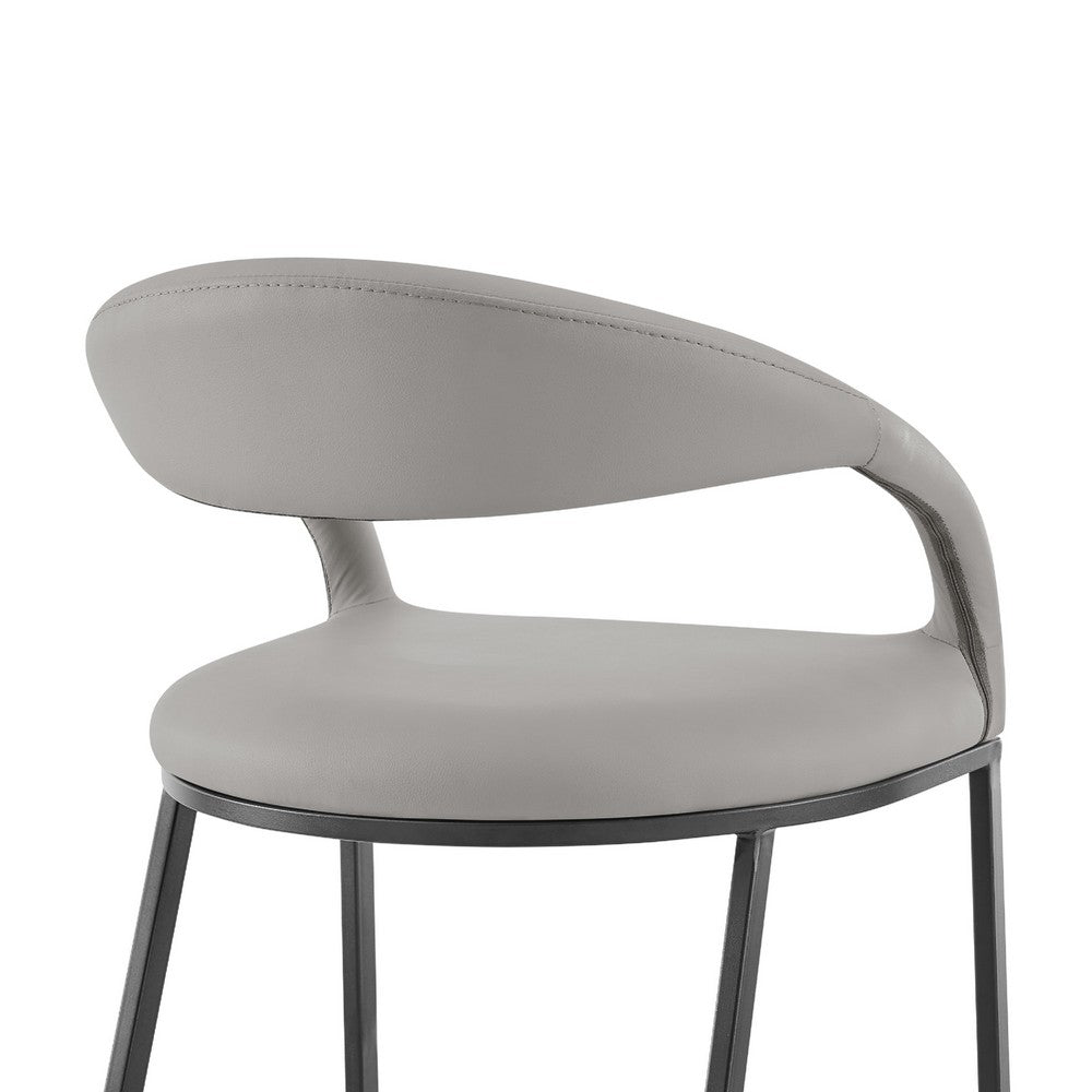 Monie Counter Stool Chair, Floating Back, Light Gray Faux Leather - BM339091