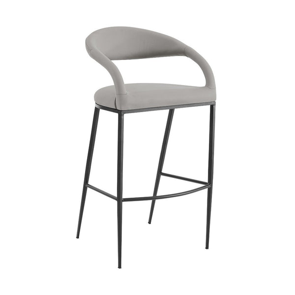 Monie Counter Stool Chair, Floating Back, Light Gray Faux Leather - BM339091