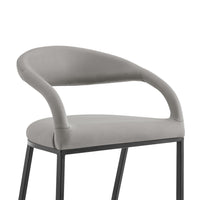 Monie Barstool Chair, Curved Floating Back, Light Gray Faux Leather - BM339092
