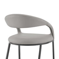 Monie Barstool Chair, Curved Floating Back, Light Gray Faux Leather - BM339092