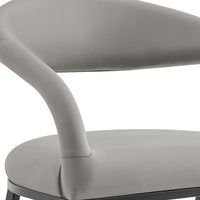 Monie Barstool Chair, Curved Floating Back, Light Gray Faux Leather - BM339092