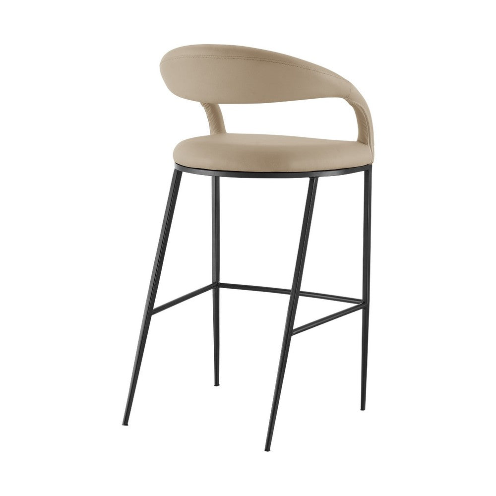 Monie Counter Stool Chair, Curved Floating Back, Beige Faux Leather - BM339093