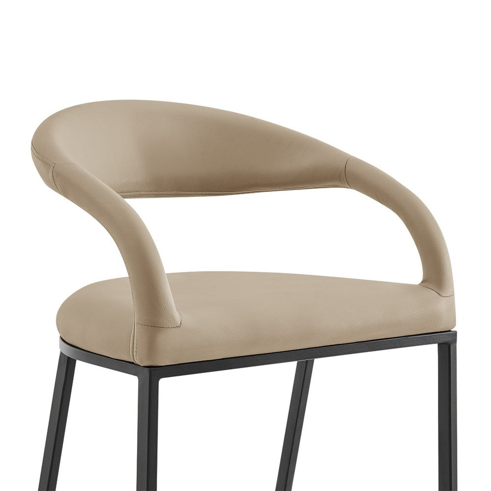Monie Counter Stool Chair, Curved Floating Back, Beige Faux Leather - BM339093