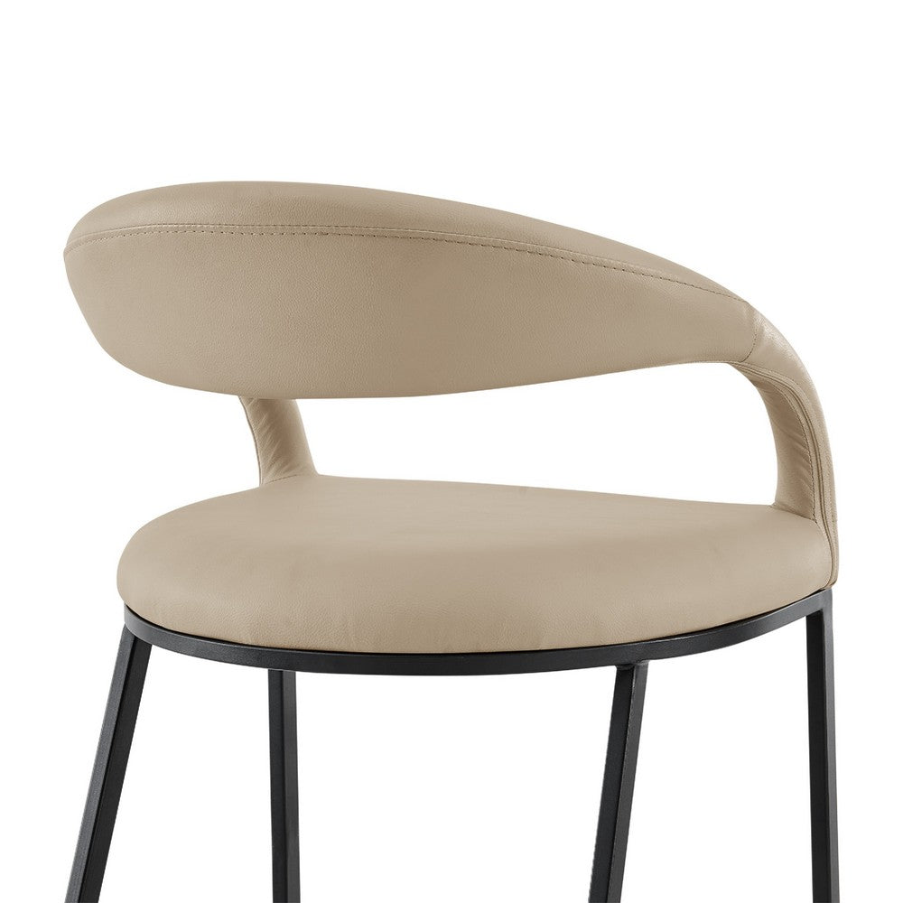 Monie Counter Stool Chair, Curved Floating Back, Beige Faux Leather - BM339093