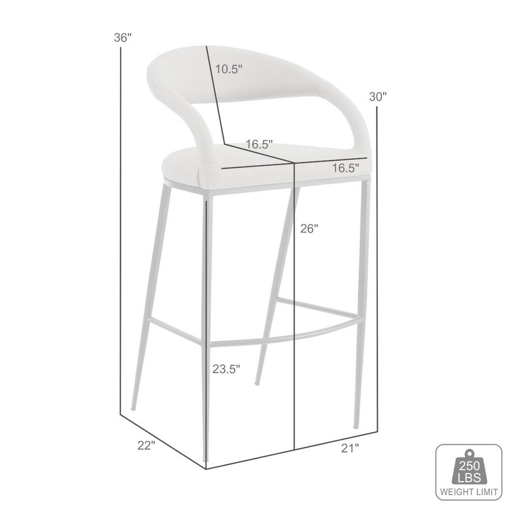 Monie Counter Stool Chair, Curved Floating Back, Beige Faux Leather - BM339093