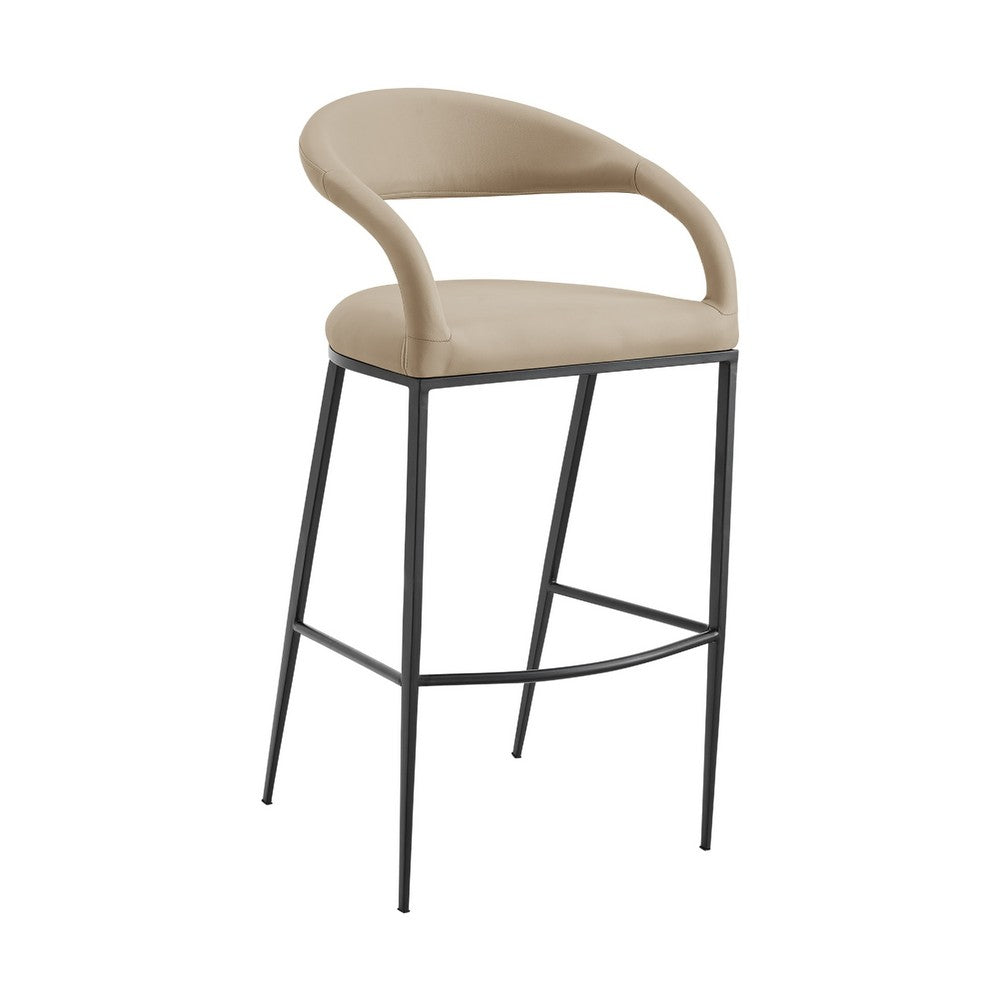 Monie Counter Stool Chair, Curved Floating Back, Beige Faux Leather - BM339093