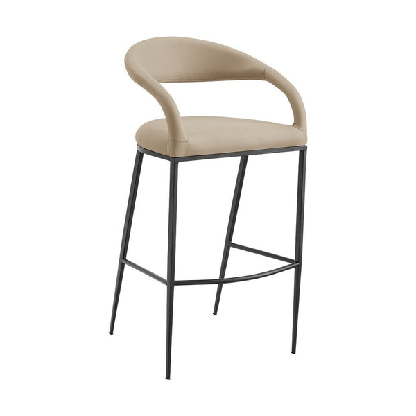 Monie Counter Stool Chair, Curved Floating Back, Beige Faux Leather - BM339093