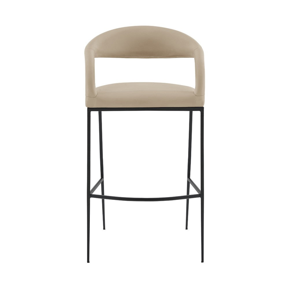 Monie Bar-Height Stool Chair, Curved Floating Back, Beige Faux Leather - BM339094