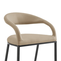 Monie Bar-Height Stool Chair, Curved Floating Back, Beige Faux Leather - BM339094