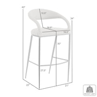 Monie Bar-Height Stool Chair, Curved Floating Back, Beige Faux Leather - BM339094