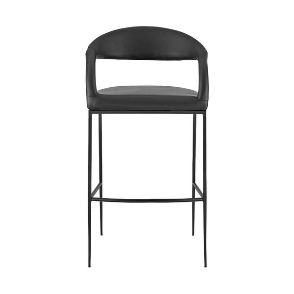 Monie Counter Stool Chair, Curved Floating Back, Black Faux Leather - BM339095