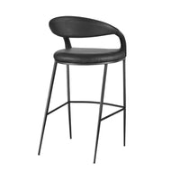 Monie Counter Stool Chair, Curved Floating Back, Black Faux Leather - BM339095