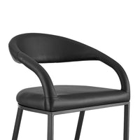 Monie Counter Stool Chair, Curved Floating Back, Black Faux Leather - BM339095
