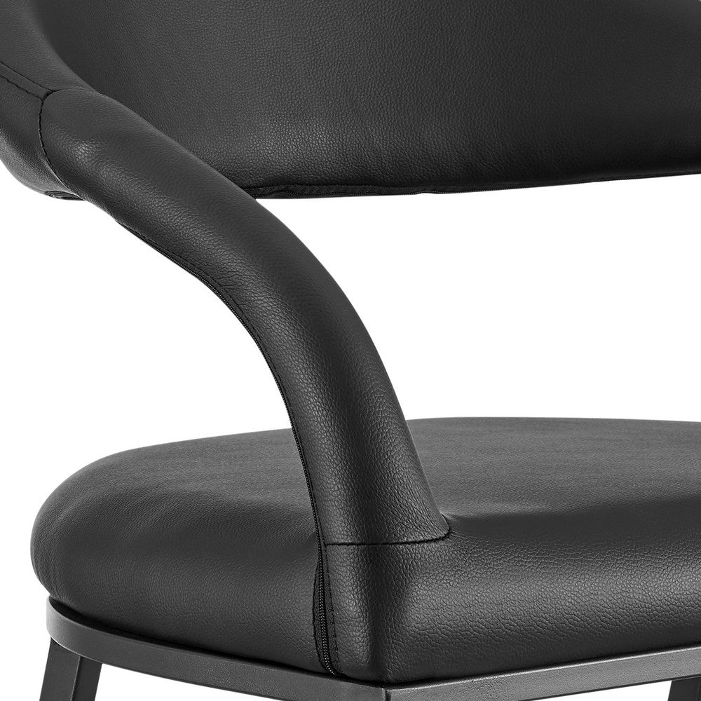Monie Counter Stool Chair, Curved Floating Back, Black Faux Leather - BM339095