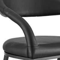 Monie Counter Stool Chair, Curved Floating Back, Black Faux Leather - BM339095