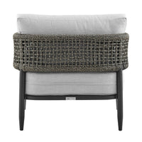 Adiy Outdoor Curved Club Chair, PVC Woven Rope, Black Metal, Light Gray - BM339103