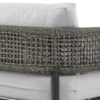 Adiy Outdoor Curved Club Chair, PVC Woven Rope, Black Metal, Light Gray - BM339103