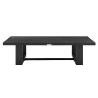 Aldiy Rectangular Outdoor Coffee Table, Slatted 51 Inch Black Metal - BM339105