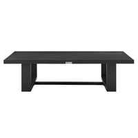 Aldiy Rectangular Outdoor Coffee Table, Slatted 51 Inch Black Metal - BM339105