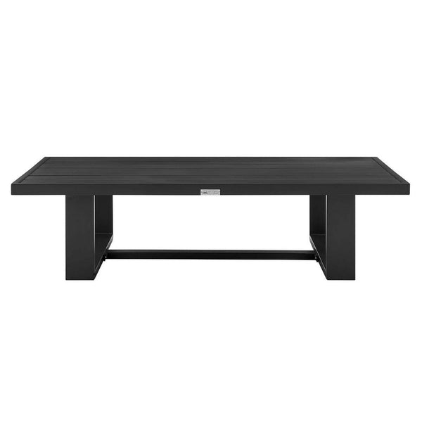 Aldiy Rectangular Outdoor Coffee Table, Slatted 51 Inch Black Metal - BM339105