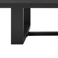 Aldiy Rectangular Outdoor Coffee Table, Slatted 51 Inch Black Metal - BM339105