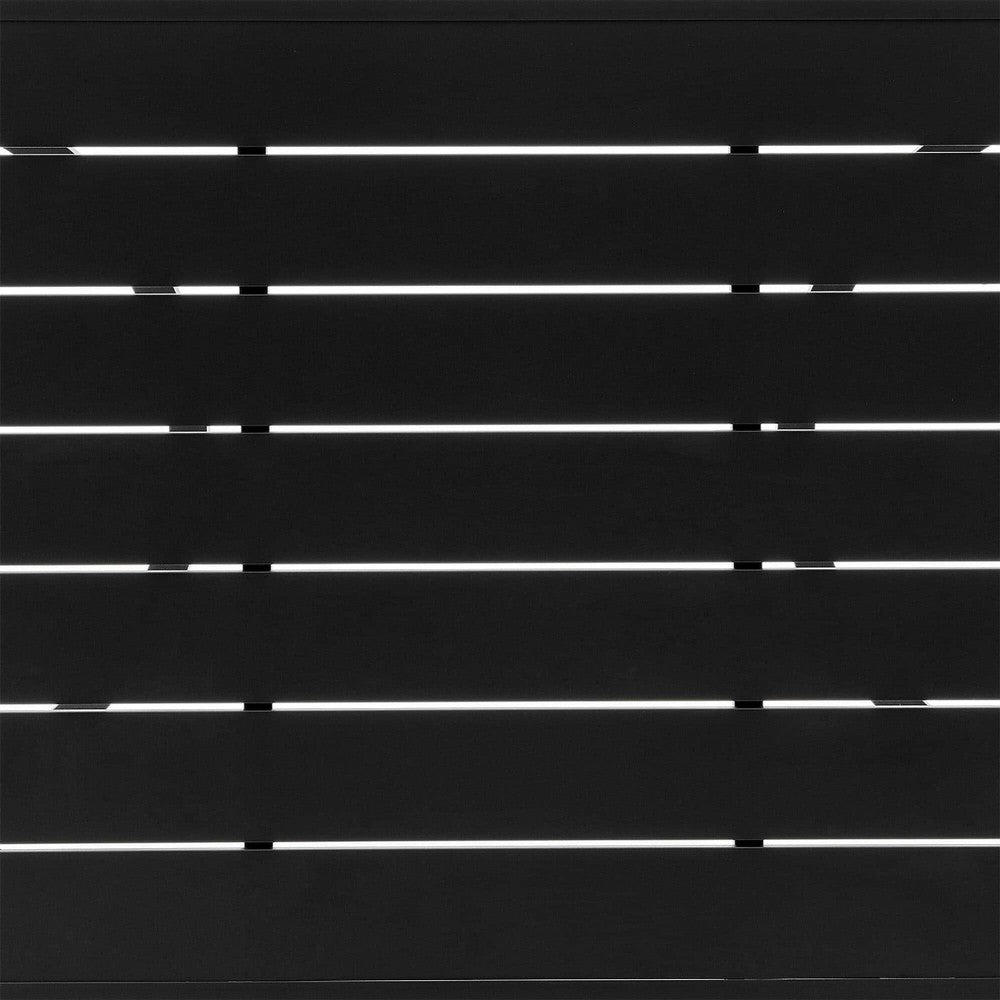 Aldiy Rectangular Outdoor Coffee Table, Slatted 51 Inch Black Metal - BM339105