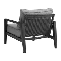 Lynn Outdoor Club Chair with Angled Legs, Black Metal, Dark Gray - BM339106
