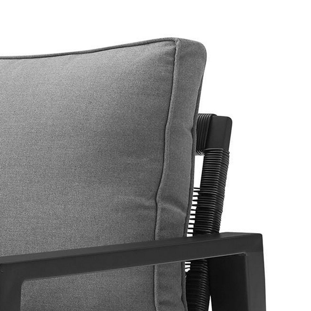 Lynn Outdoor Club Chair with Angled Legs, Black Metal, Dark Gray - BM339106